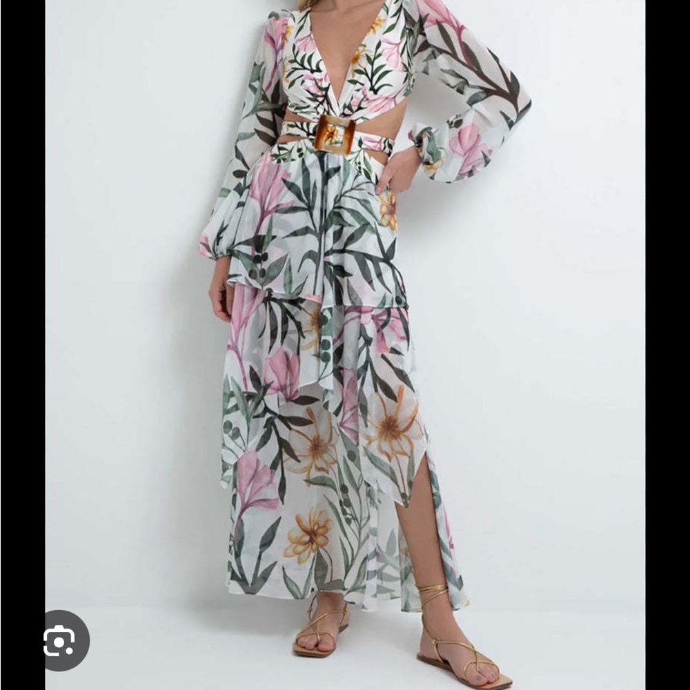 ❌SOLD Patbo jasmine belted cut out maxi dress size large white